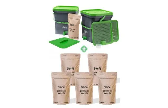 3 Kg Bokashi Whole Wheat 18 L Compost Bucket Set of Two - Green