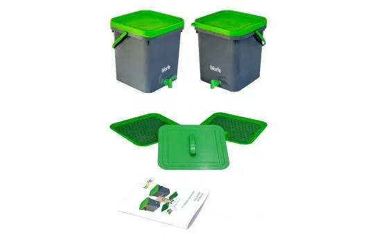 3 Kg Bokashi Whole Wheat 18 L Compost Bucket Set of Two - Green